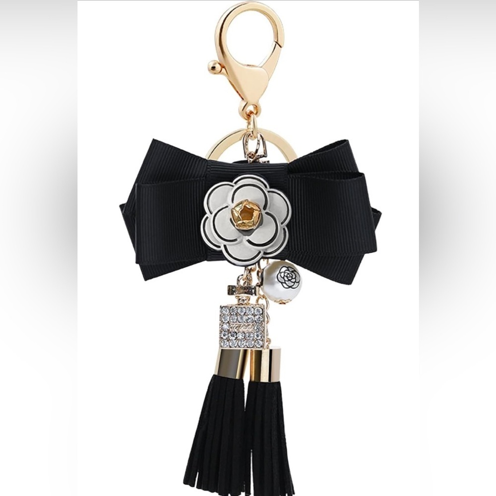 Stylish Bow Camellia Bag Charm or Keychain